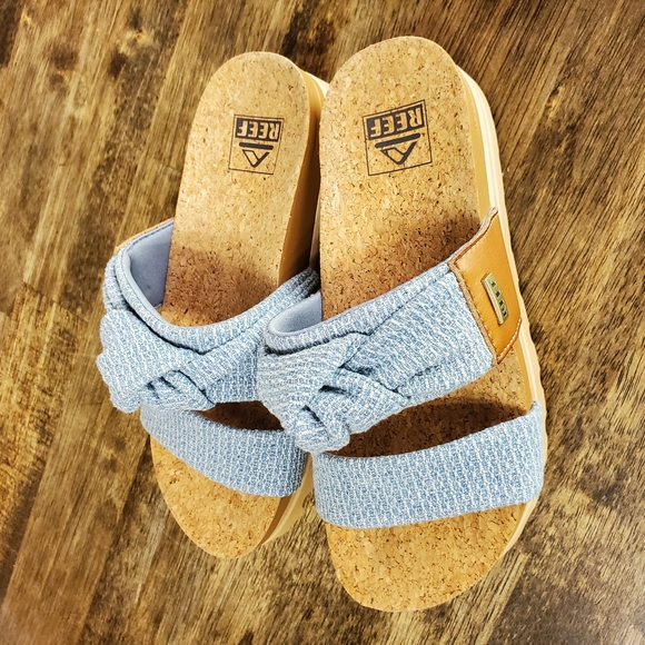 Reef Blue Double-Strap Sandals with Cork Footbed - Picture 3 of 7
